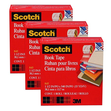 Scotch Book Tape, 1.5 in x 15 yd Per Rolls, PK3 MMM84515